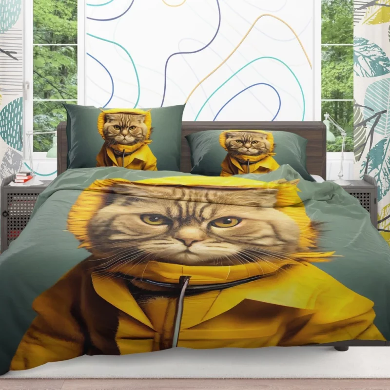 Yellow Raincoat Cat Pet Bedding Set