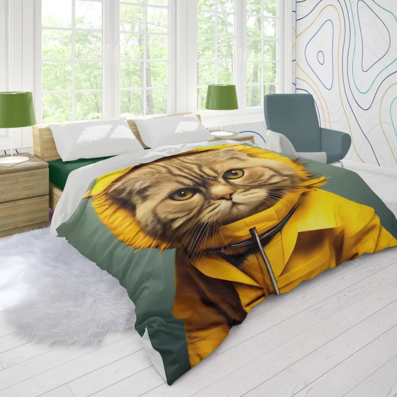 Yellow Raincoat Cat Pet Duvet Cover