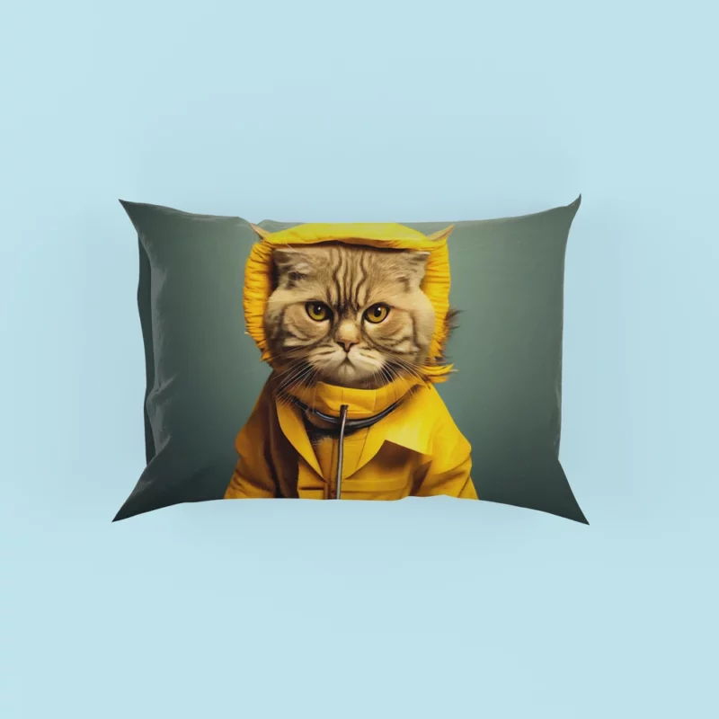 Yellow Raincoat Cat Pet Pillow Cases