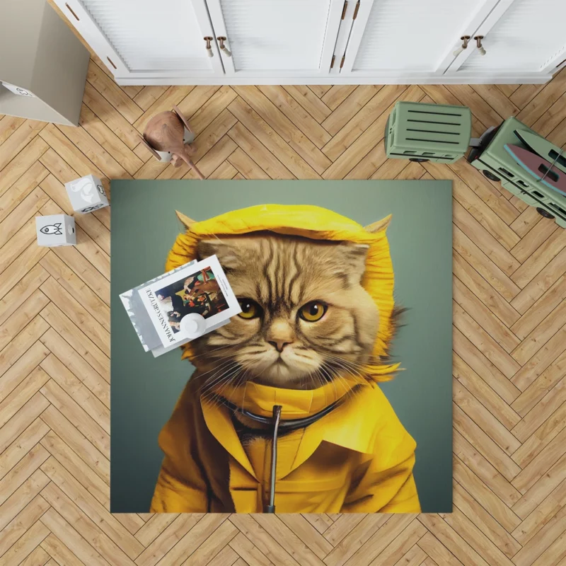 Yellow Raincoat Cat Pet Rug