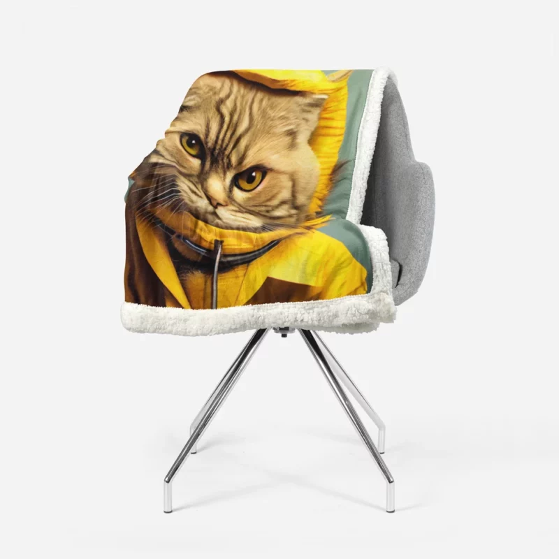 Yellow Raincoat Cat Pet Sherpa Fleece Blanket 1