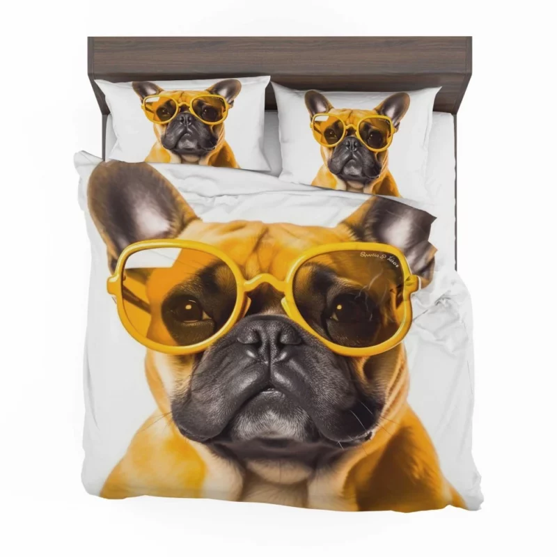 Yellow Sunglasses Bulldog Bedding Set 2