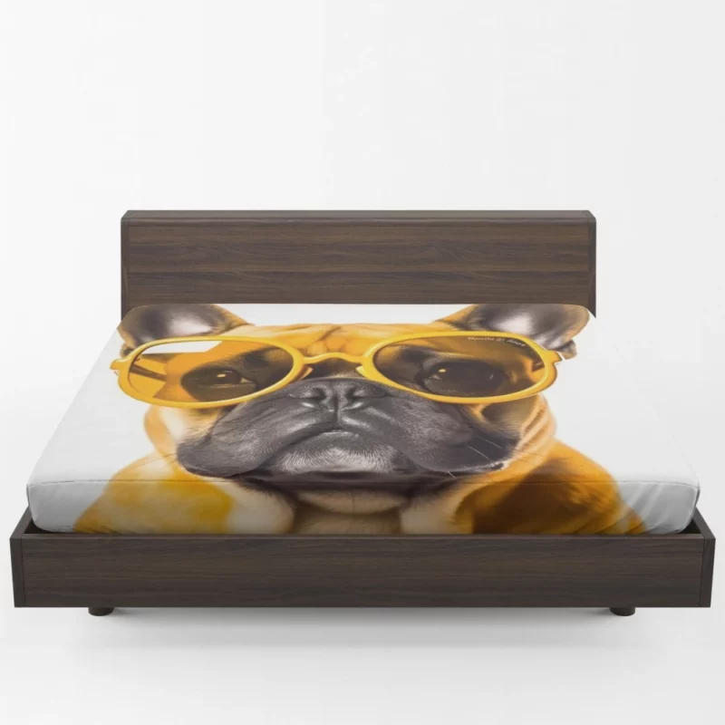 Yellow Sunglasses Bulldog Fitted Sheet 1