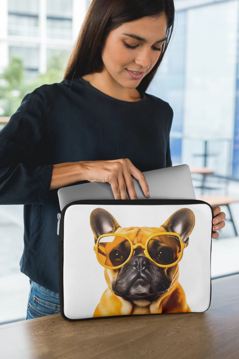 Yellow Sunglasses Bulldog Laptop Sleeve 1