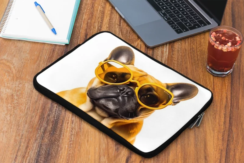 Yellow Sunglasses Bulldog Laptop Sleeve 2