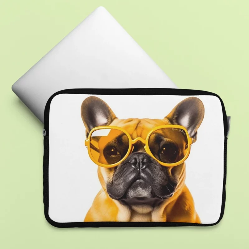 Yellow Sunglasses Bulldog Laptop Sleeve