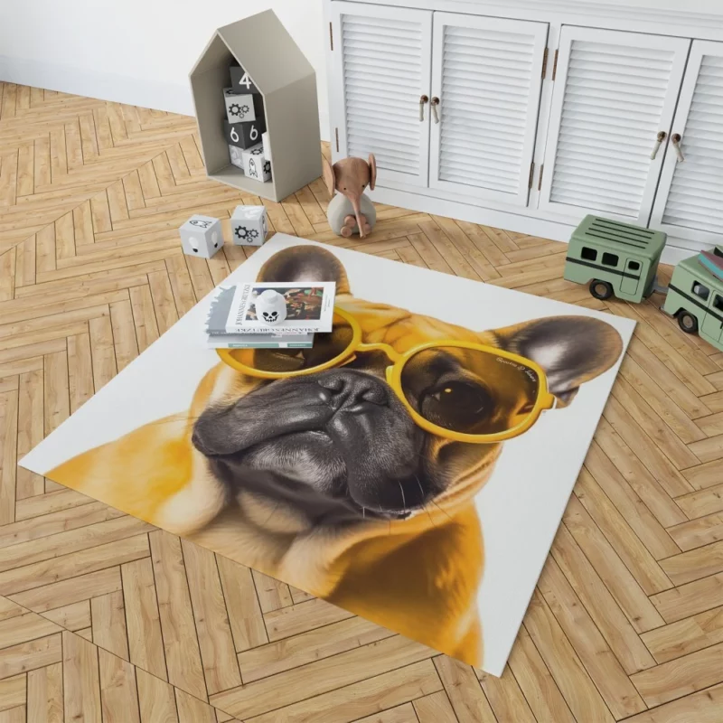 Yellow Sunglasses Bulldog Rug 1