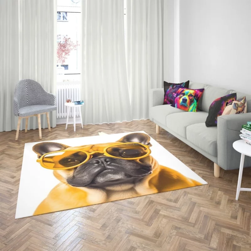 Yellow Sunglasses Bulldog Rug 2