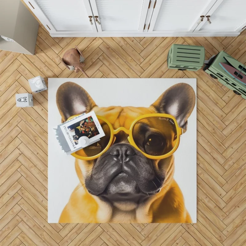 Yellow Sunglasses Bulldog Rug