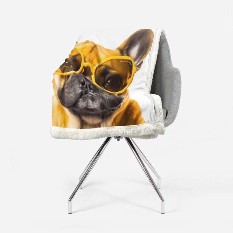 Yellow Sunglasses Bulldog Sherpa Fleece Blanket 1