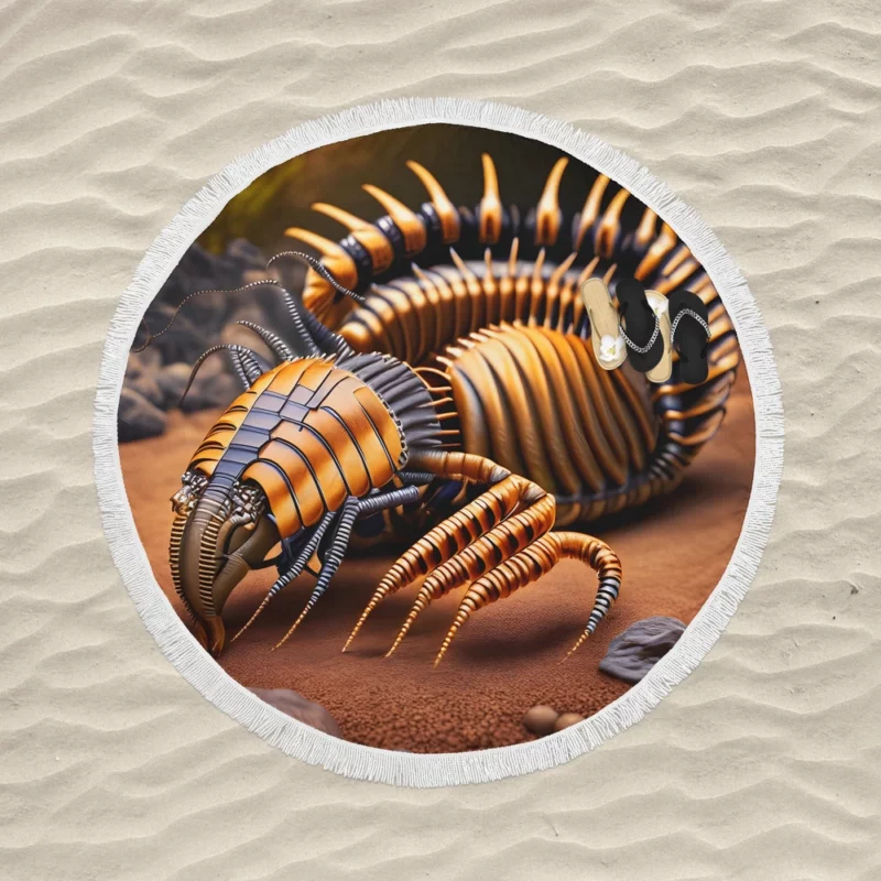 3D Arthropleura Animation Round Beach Towel