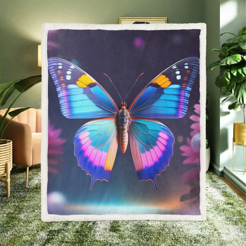 3D Butterfly AI Artwork Sherpa Fleece Blanket