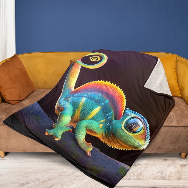 3D Cartoon Chameleon Fleece Blanket 1