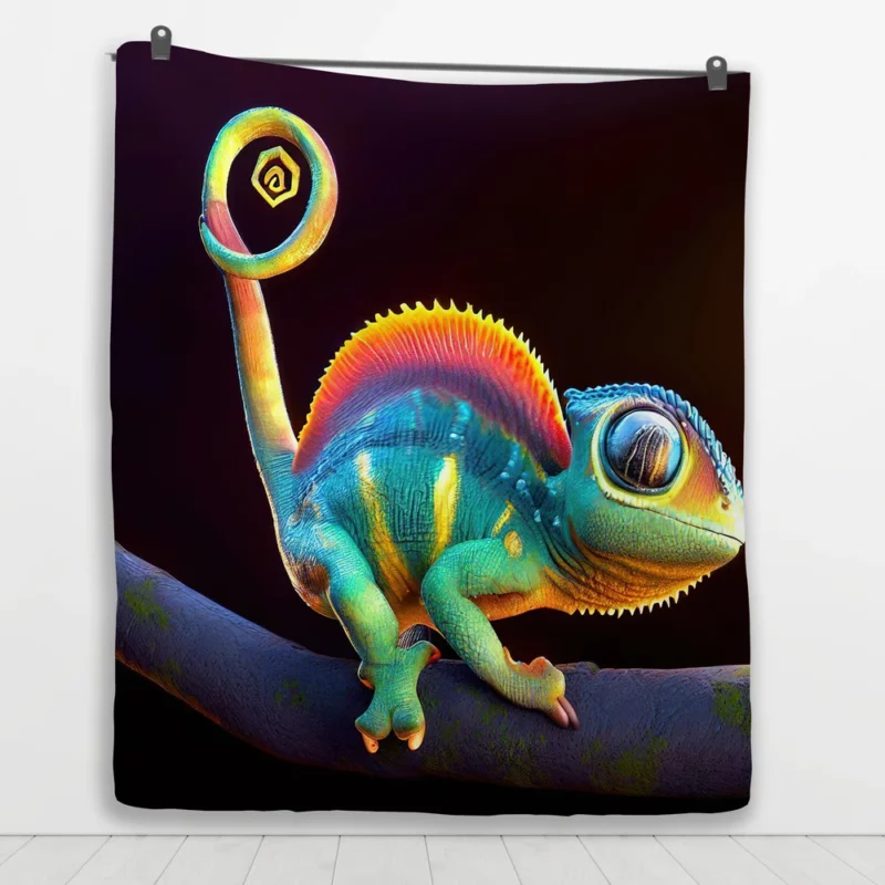 3D Cartoon Chameleon Quilt Blanket 1