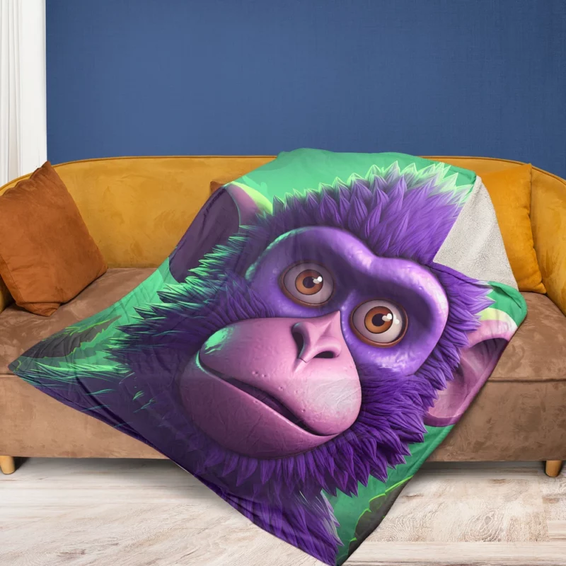 3D Cyber Monkey Portrait Fleece Blanket 1