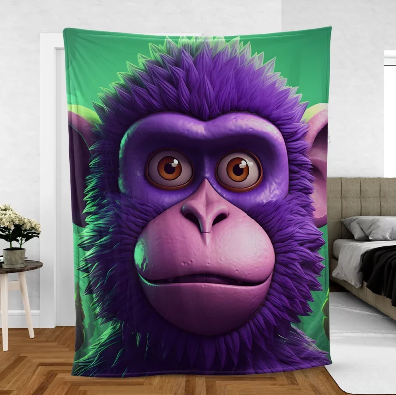 3D Cyber Monkey Portrait Fleece Blanket