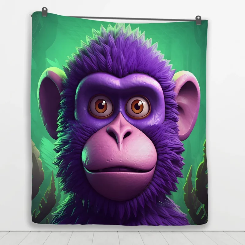 3D Cyber Monkey Portrait Quilt Blanket 1