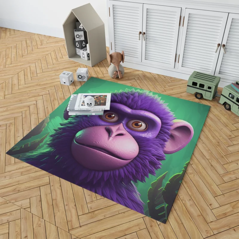 3D Cyber Monkey Portrait Rug 1
