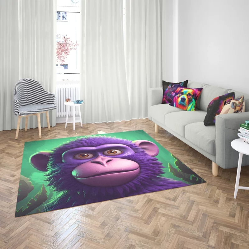 3D Cyber Monkey Portrait Rug 2