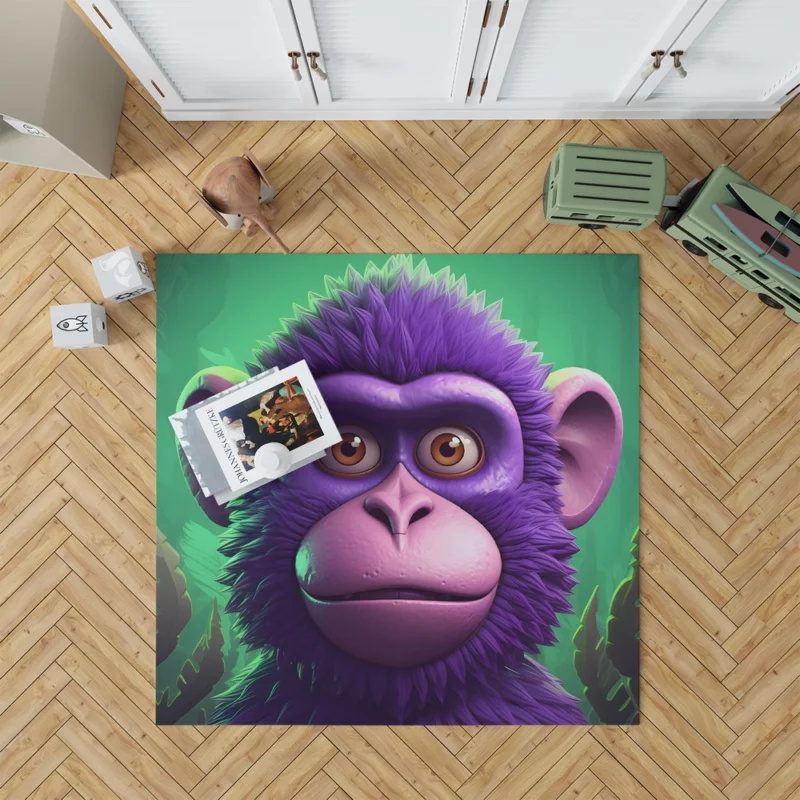 3D Cyber Monkey Portrait Rug