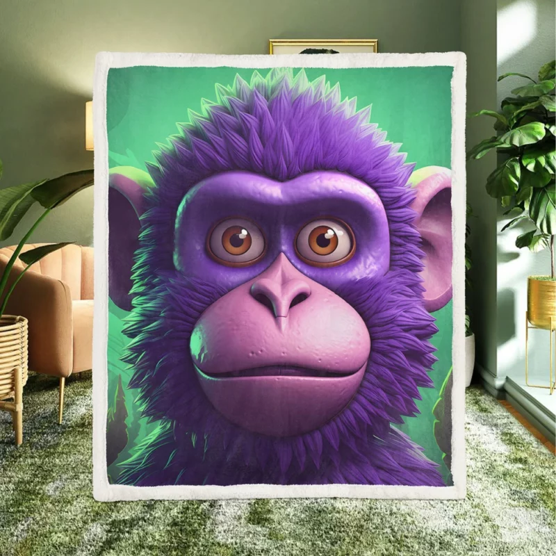 3D Cyber Monkey Portrait Sherpa Fleece Blanket