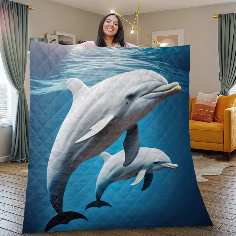 3D Dolphin Character Quilt Blanket