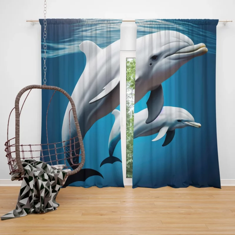 3D Dolphin Character Window Curtain
