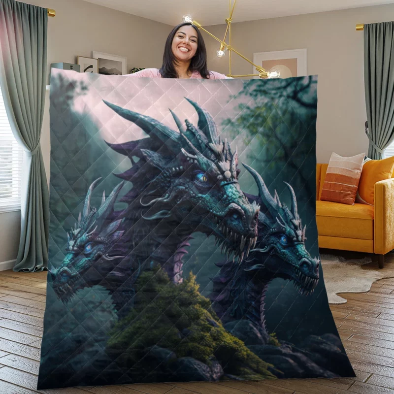 3D Hydra Illustration Quilt Blanket