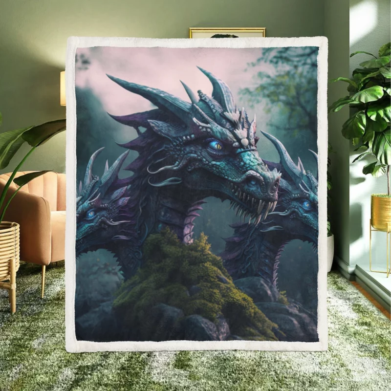 3D Hydra Illustration Sherpa Fleece Blanket