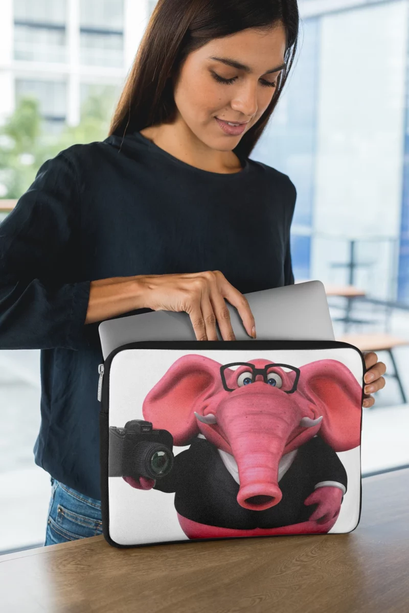 3D Pink Elephant Illustration Laptop Sleeve 1