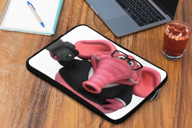 3D Pink Elephant Illustration Laptop Sleeve 2