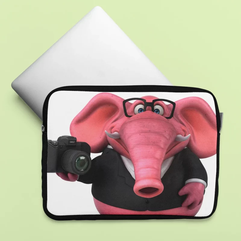 3D Pink Elephant Illustration Laptop Sleeve