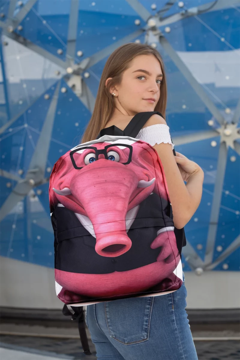 3D Pink Elephant Illustration Minimalist Backpack 2