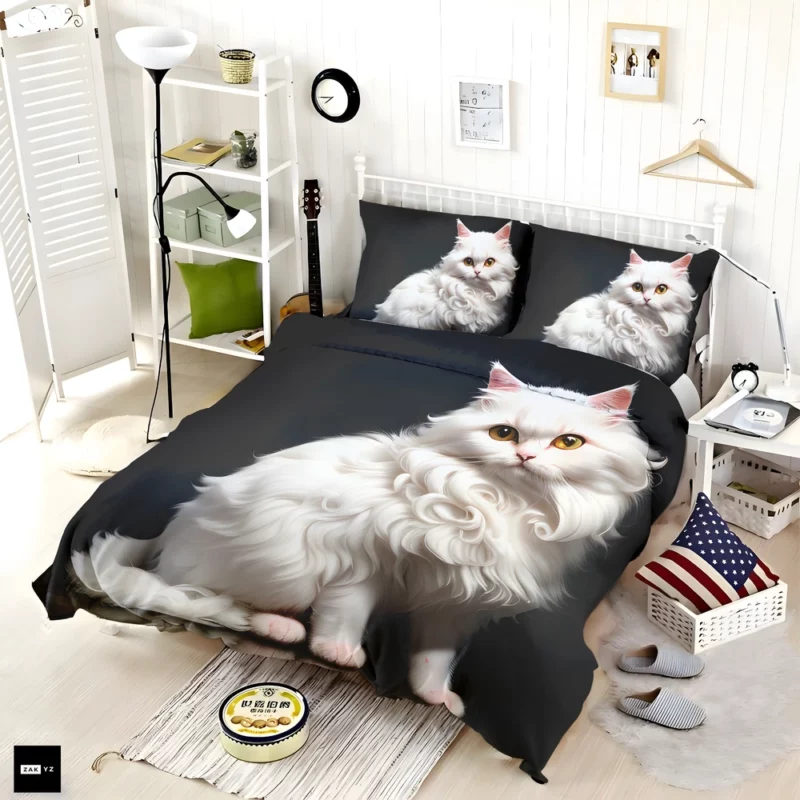 AI Generated Angora Cat Bedding Set