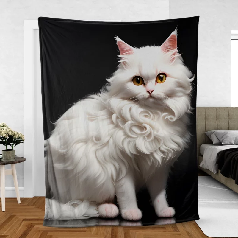 AI Generated Angora Cat Fleece Blanket