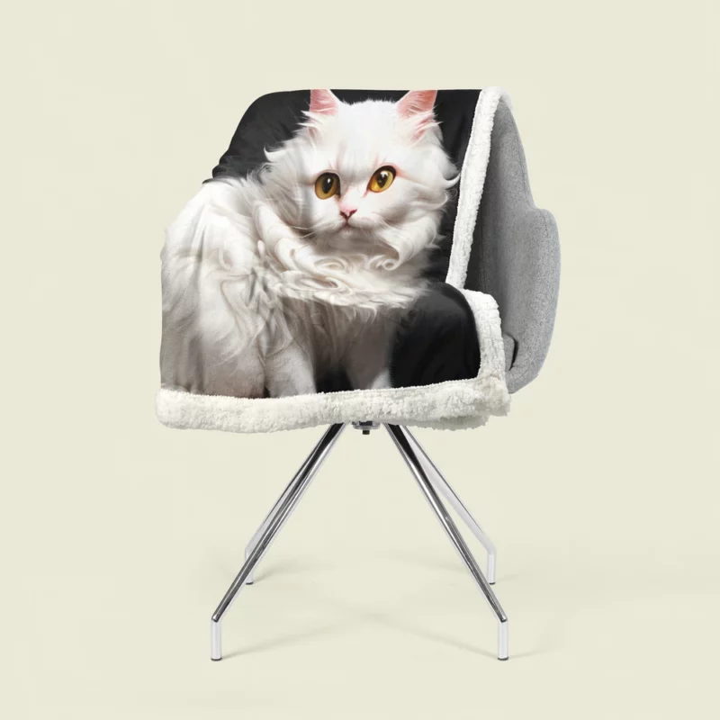 AI Generated Angora Cat Sherpa Fleece Blanket 1