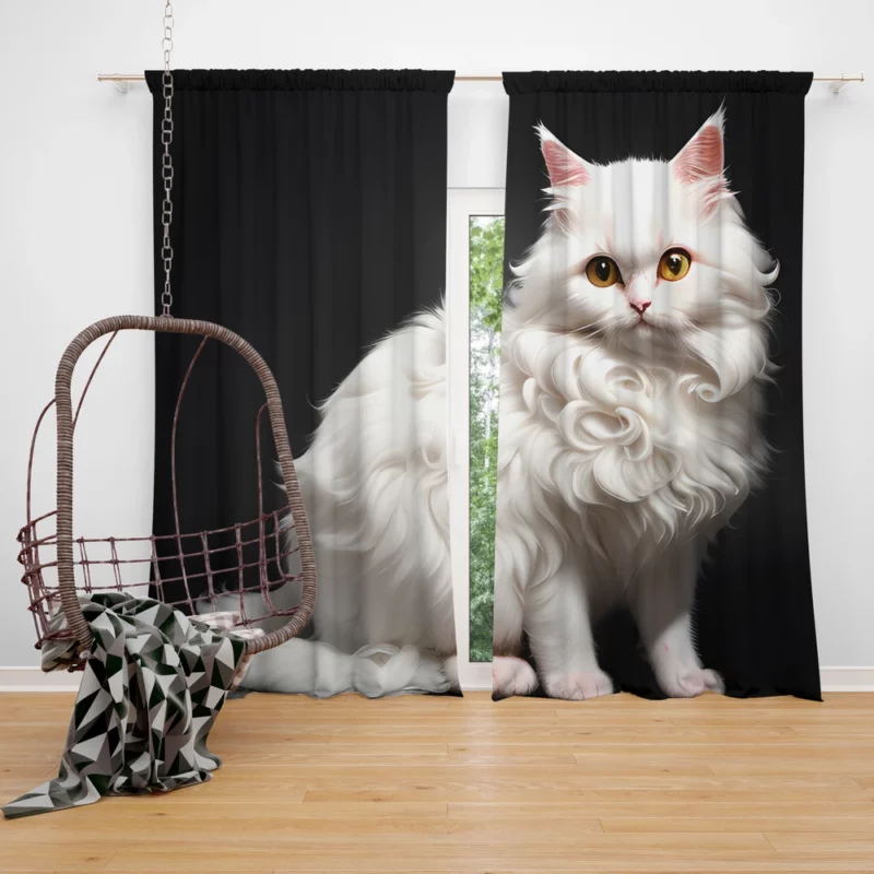 AI Generated Angora Cat Window Curtain