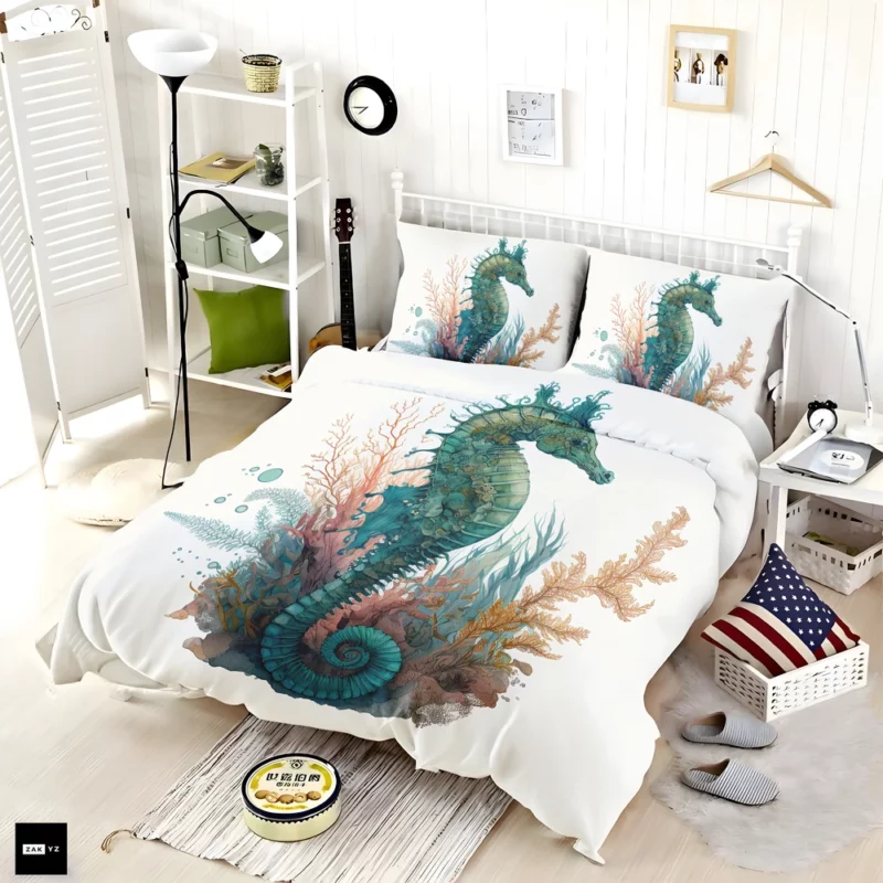 AI Generated Seahorse Painting Bedding Set