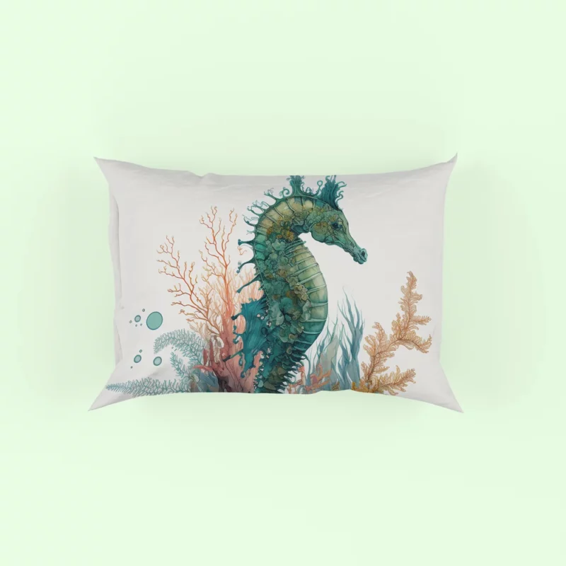 AI Generated Seahorse Painting Pillow Case