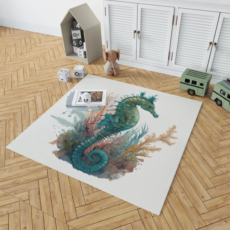AI Generated Seahorse Painting Rug 1