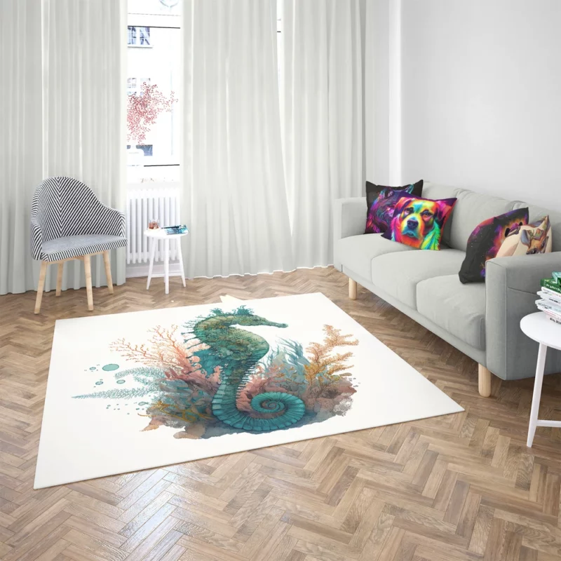 AI Generated Seahorse Painting Rug 2