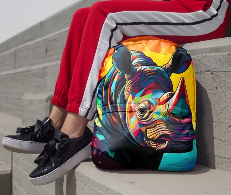 Abstract Cubist Rhino Minimalist Backpack 1