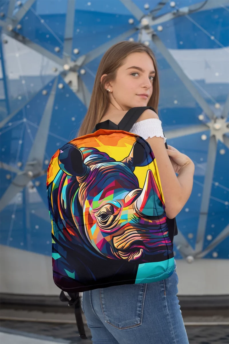 Abstract Cubist Rhino Minimalist Backpack 2