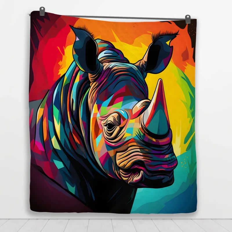 Abstract Cubist Rhino Quilt Blanket 1