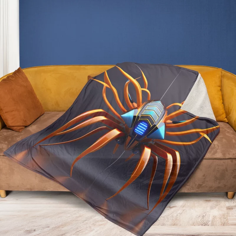 Abstract Cyber Spider Fleece Blanket 1