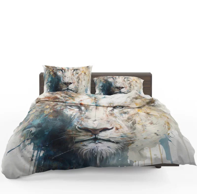 Abstract White Lion Art Bedding Set 1