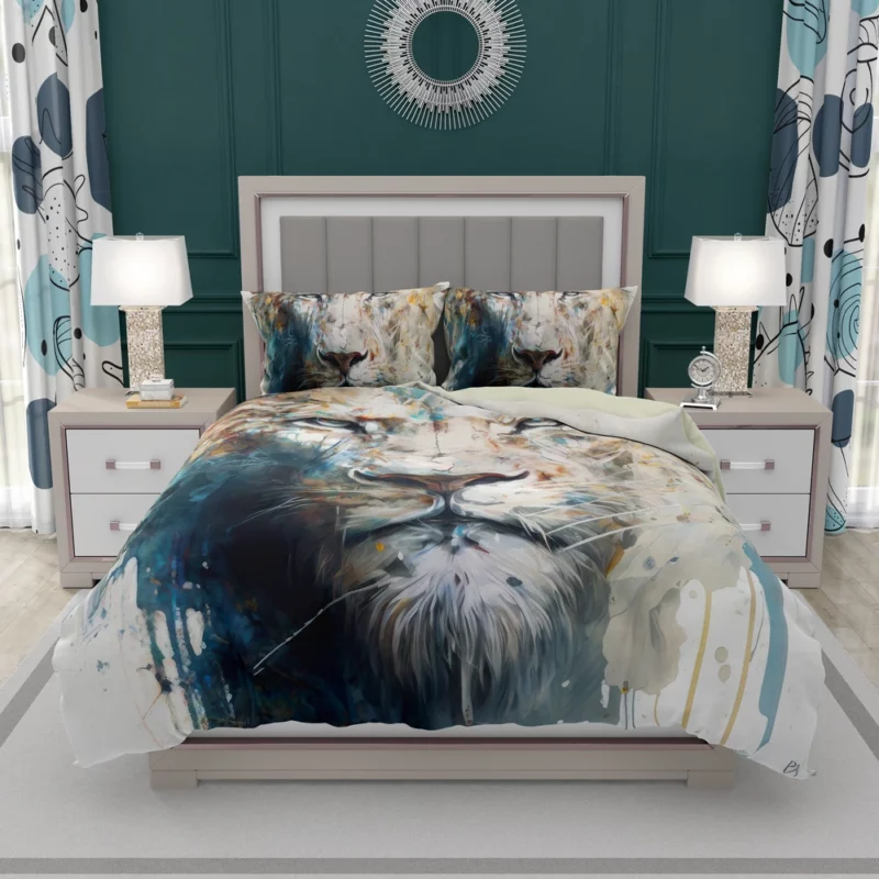 Abstract White Lion Art Bedding Set 2