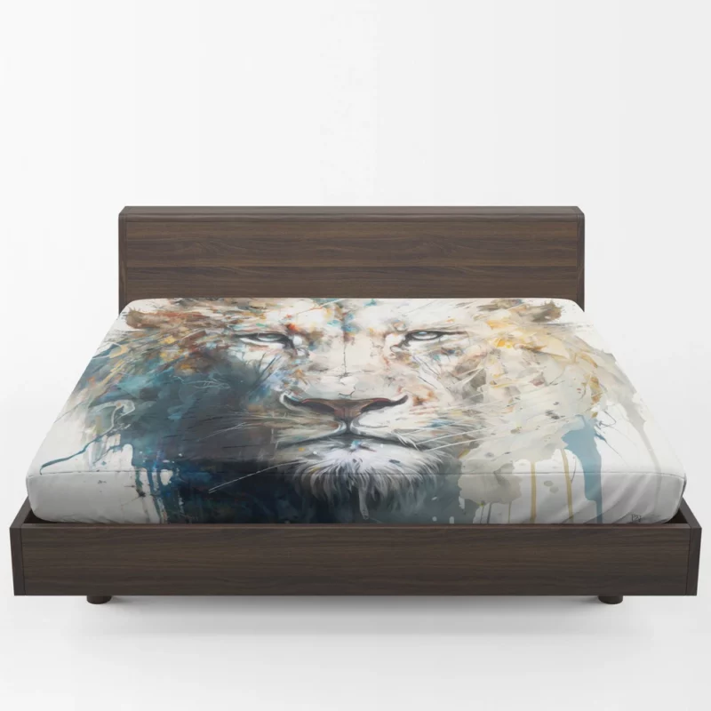 Abstract White Lion Art Fitted Sheet 1