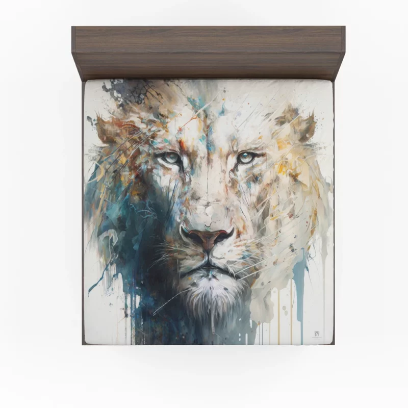 Abstract White Lion Art Fitted Sheet