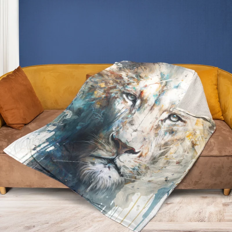 Abstract White Lion Art Fleece Blanket 1